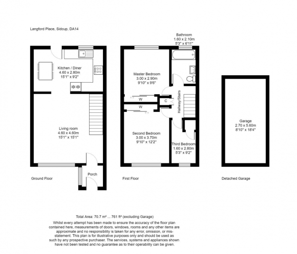 Floor Plan Image for 3 Bedroom Property to Rent in Langford Place, Sidcup