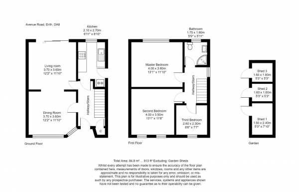 Floor Plan Image for 3 Bedroom Semi-Detached House for Sale in Avenue Road, Erith