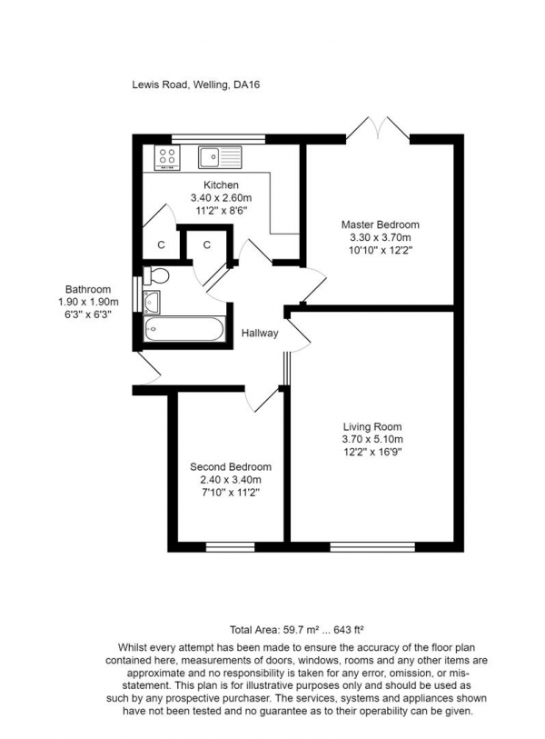 Floor Plan Image for 2 Bedroom Maisonette to Rent in Lewis Road, Welling