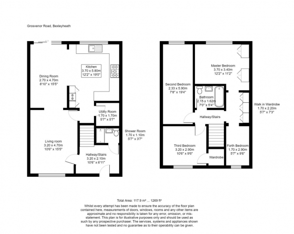 Floor Plan Image for 4 Bedroom Semi-Detached House for Sale in Grosvenor Road, Bexleyheath