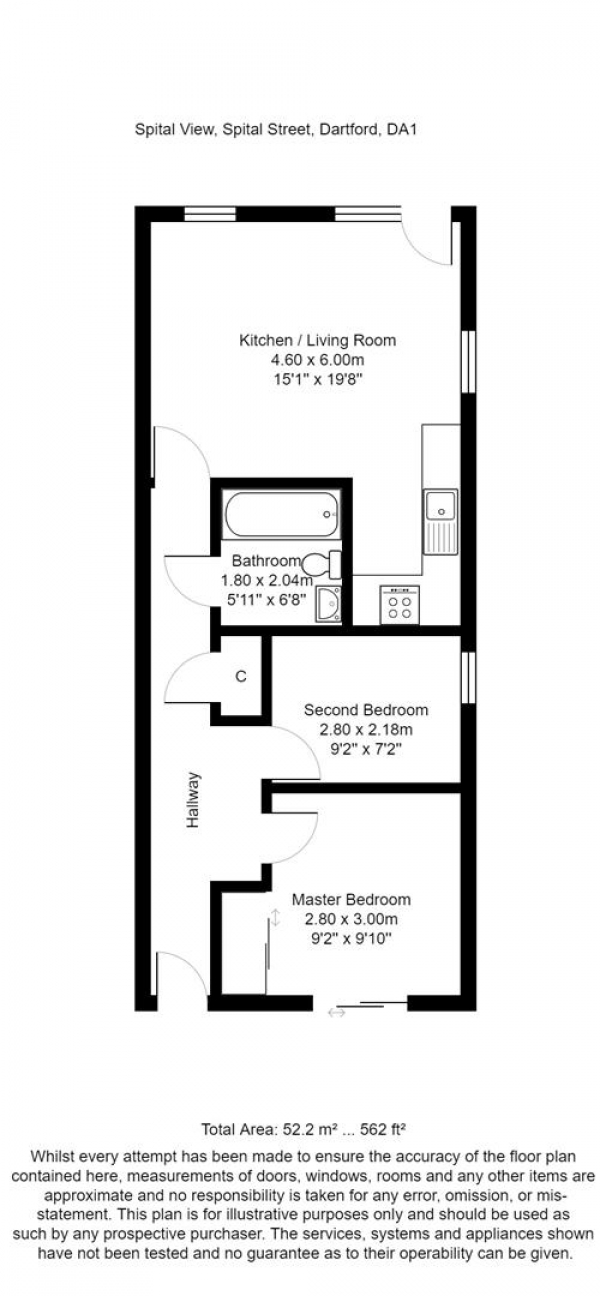 Floor Plan Image for 2 Bedroom Flat for Sale in 3 Spital Street, Dartford