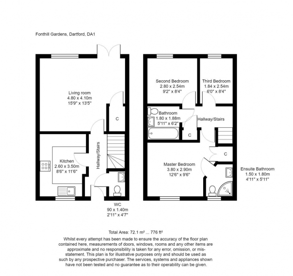 Floor Plan Image for 3 Bedroom Property for Sale in Fonthill Gardens, Dartford
