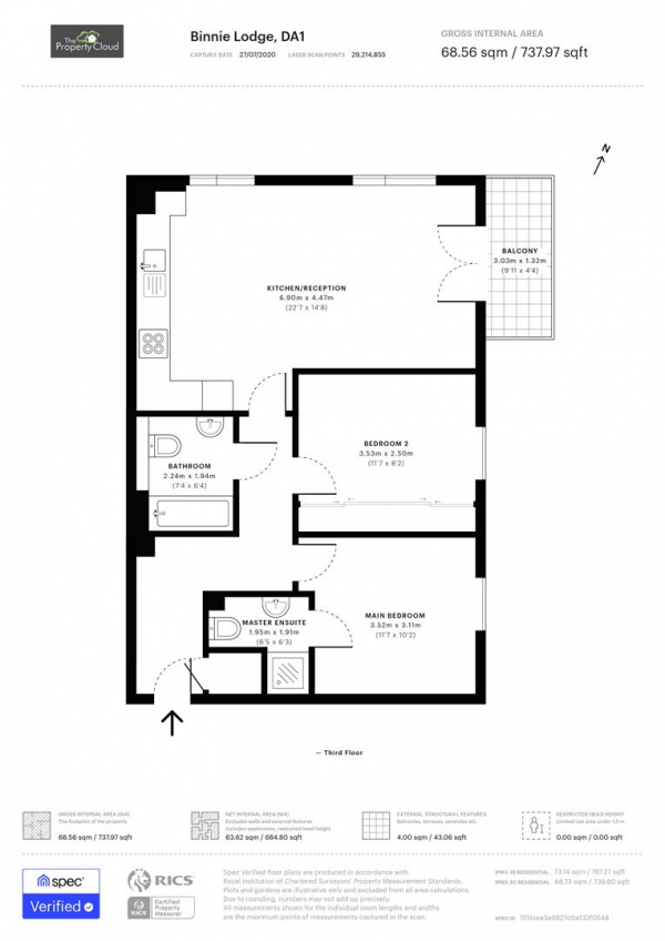 Floor Plan Image for 2 Bedroom Flat for Sale in Binnie Road, Dartford