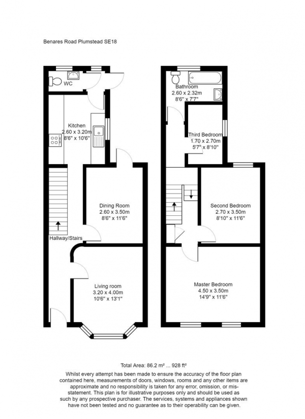 Floor Plan Image for 3 Bedroom Property to Rent in Benares Road, London