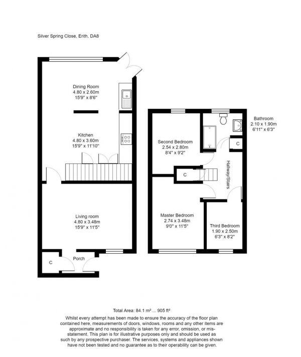 Floor Plan Image for 3 Bedroom Property for Sale in Silver Spring Close, Erith