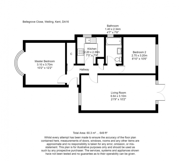 Floor Plan Image for 2 Bedroom Maisonette to Rent in Bellegrove Close, Welling