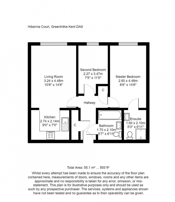 Floor Plan Image for 2 Bedroom Flat to Rent in North Star Boulevard, Greenhithe