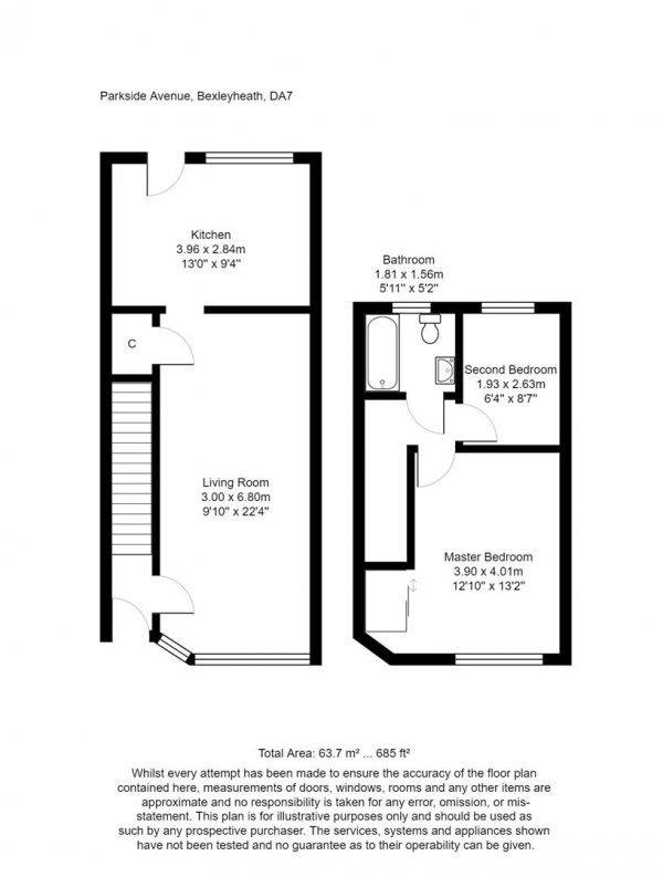 Floor Plan Image for 2 Bedroom Property for Sale in Parkside Avenue, Bexleyheath