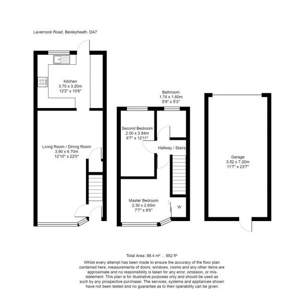 Floor Plan Image for 2 Bedroom Terraced House for Sale in Lavernock Road, Bexleyheath