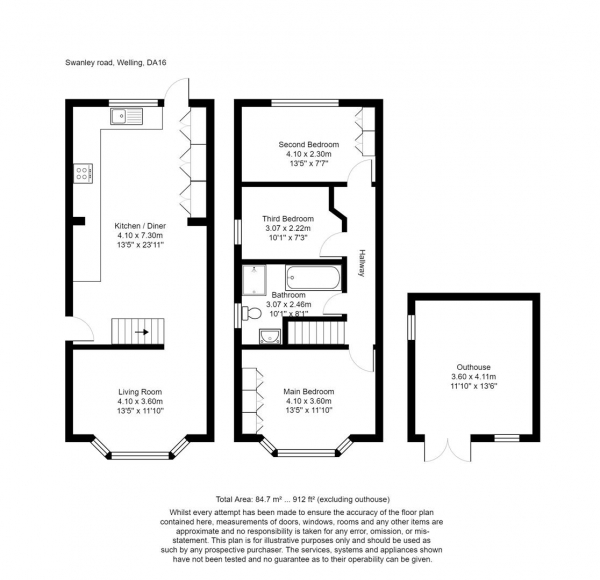 Floor Plan Image for 3 Bedroom Semi-Detached House for Sale in Swanley Road, Welling