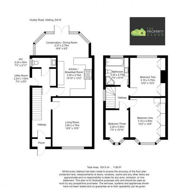 Floor Plan for 3 Bedroom Semi-Detached House for Sale in Huxley Road, Welling, DA16, 2EN - Guide Price &pound550,000