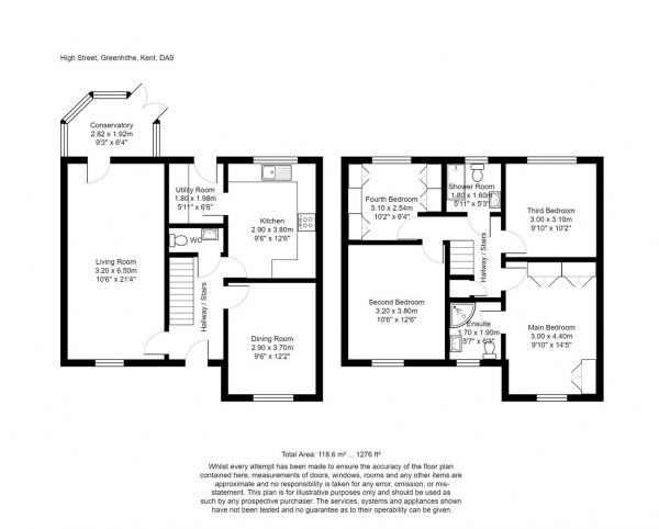 Floor Plan Image for 4 Bedroom End of Terrace House for Sale in High Street, Greenhithe