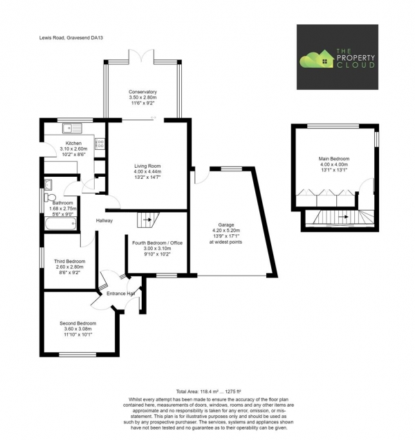 Floor Plan Image for 3 Bedroom Detached Bungalow to Rent in Lewis Road, Gravesend