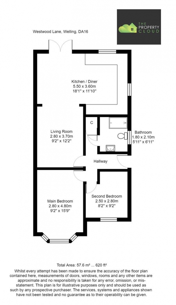 Floor Plan Image for 2 Bedroom Semi-Detached Bungalow for Sale in Westwood Lane, Welling