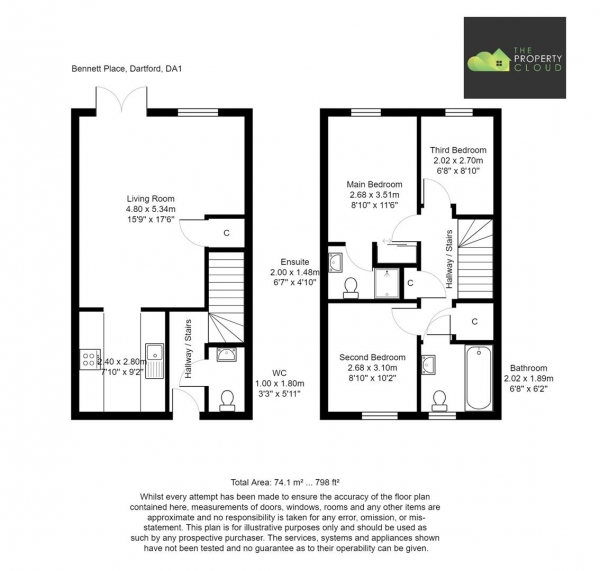 Floor Plan Image for 3 Bedroom End of Terrace House for Sale in Bennett Place, Dartford