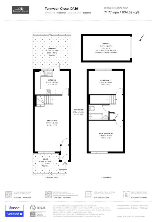 Floor Plan Image for 2 Bedroom Property for Sale in Tennyson Close, Welling