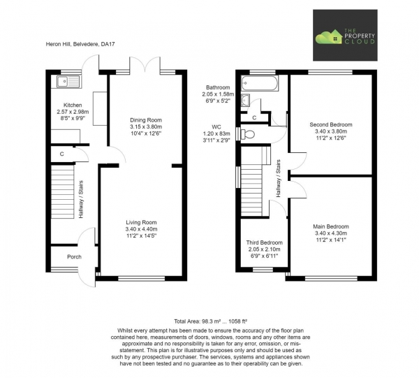 Floor Plan for 3 Bedroom Semi-Detached House for Sale in Heron Hill, Belvedere, DA17, 5HJ - Guide Price &pound390,000