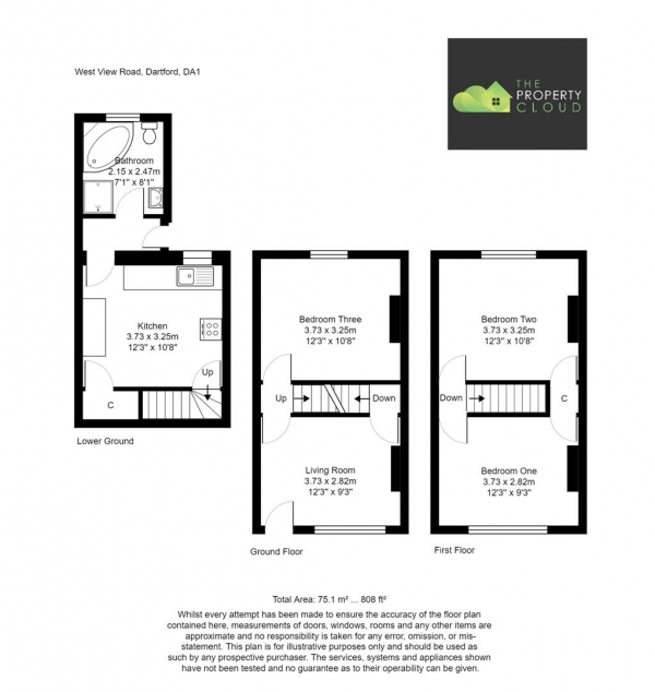 Floor Plan for 3 Bedroom End of Terrace House to Rent in West View Road, Dartford, DA1, 1TR - £300 pw | £1300 pcm