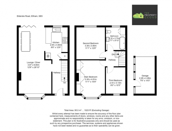 Floor Plan for 3 Bedroom Terraced House to Rent in Elderslie Road, London, SE9, 1UD - £485 pw | £2100 pcm