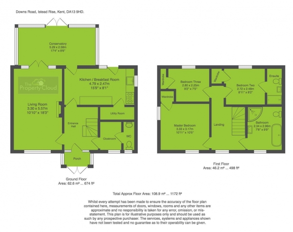 Floor Plan Image for 3 Bedroom Detached House for Sale in Downs Road, Istead Rise