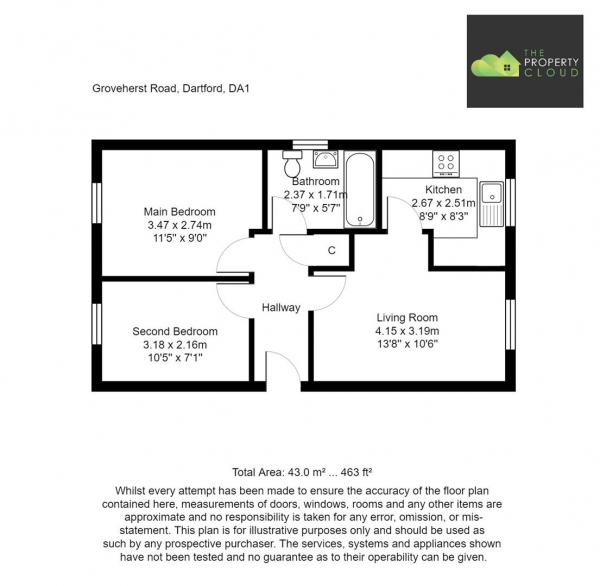 Floor Plan Image for 2 Bedroom Flat for Sale in Groveherst Road, Dartford