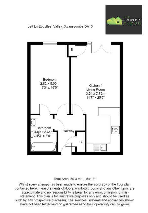 Floor Plan Image for 1 Bedroom Flat for Sale in Lett Lane, Ebbsfleet Valley, Swanscombe