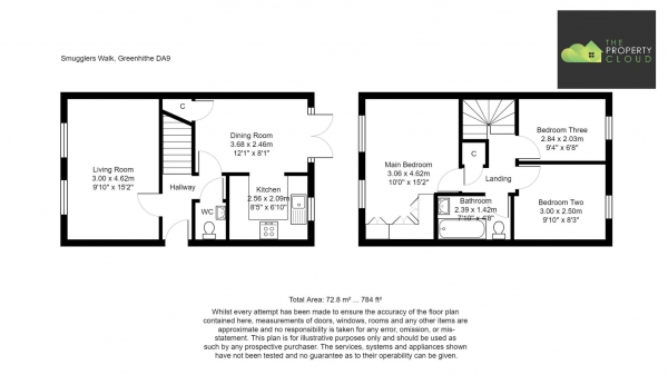 Floor Plan Image for 3 Bedroom End of Terrace House for Sale in Smugglers Walk, Greenhithe