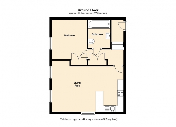 Floor Plan for 1 Bedroom Apartment for Sale in Tresham House, Guys Common, Rugby, CV22, 6NQ - Guide Price &pound118,000