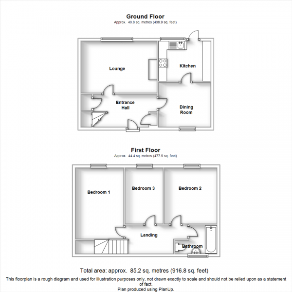 Floor Plan Image for 3 Bedroom Terraced House for Sale in Norman Road, Rugby