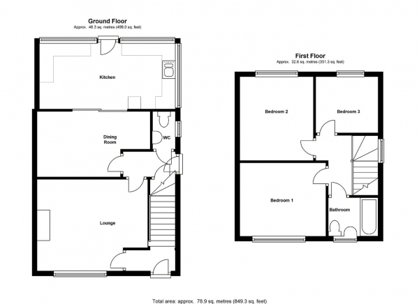 Floor Plan Image for 3 Bedroom Semi-Detached House for Sale in Townsend Road, Town Centre, Rugby