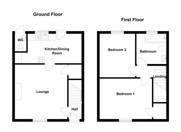 Floor Plan Image for 2 Bedroom Semi-Detached House for Sale in Kings Newnham Road, Church Lawford, Rugby