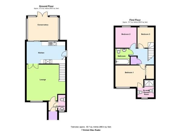 Floor Plan Image for 3 Bedroom Semi-Detached House for Sale in Kinman Way, Rugby