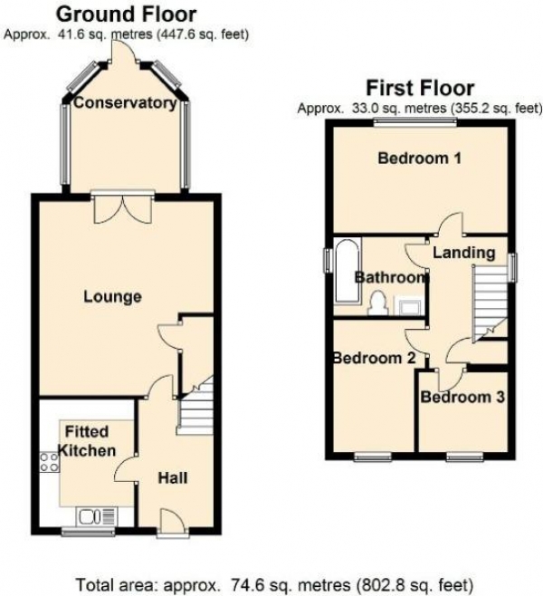 Floor Plan Image for 3 Bedroom Detached House for Sale in Oswald Way, Rugby