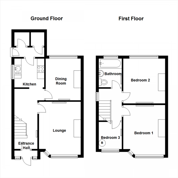 Floor Plan Image for 3 Bedroom Semi-Detached House for Sale in Heath Way, Rugby