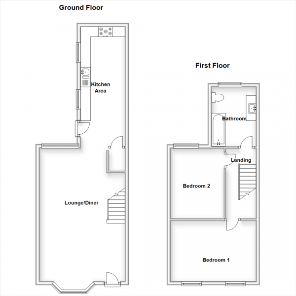 Floor Plan Image for 2 Bedroom Terraced House for Sale in Victoria Street, New Bilton, Rugby