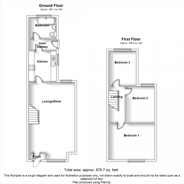 Floor Plan Image for 3 Bedroom Terraced House for Sale in Campbell Street, Rugby