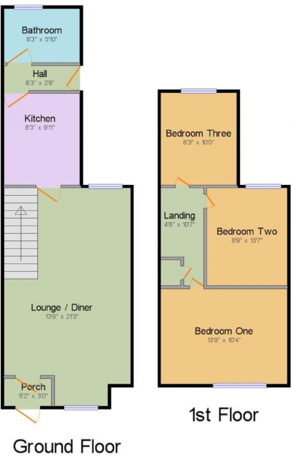 Floor Plan Image for 3 Bedroom Terraced House for Sale in Campbell Street, Rugby