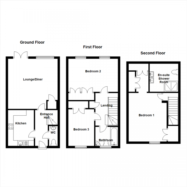 Floor Plan Image for 3 Bedroom Town House for Sale in Tee Tong Road, Long Lawford, Rugby