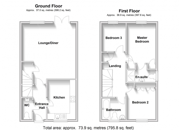 Floor Plan Image for 3 Bedroom Semi-Detached House for Sale in Woodleigh Road, Long Lawford, Rugby