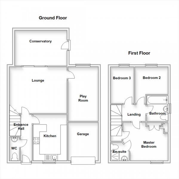 Floor Plan for 3 Bedroom End of Terrace House for Sale in Okement Grove, Long Lawford, Rugby, CV23, 9SL - Offers Over &pound200,000
