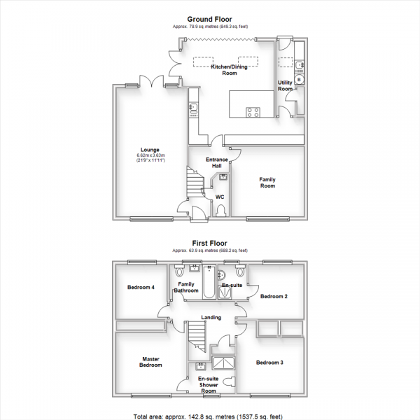 Floor Plan Image for 4 Bedroom Detached House for Sale in Noble Drive, Cawston, Rugby