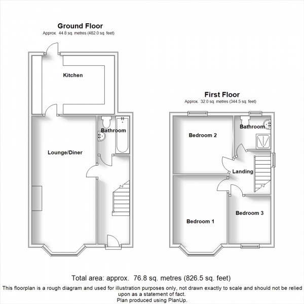 Floor Plan Image for 3 Bedroom Terraced House for Sale in Brownsover Road, Rugby