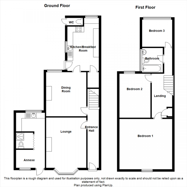 Floor Plan Image for 3 Bedroom End of Terrace House for Sale in York Street, New Bilton, Rugby