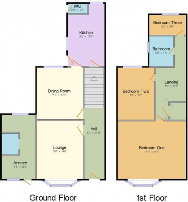 Floor Plan Image for 3 Bedroom End of Terrace House for Sale in York Street, New Bilton, Rugby