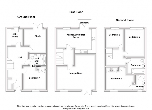 Floor Plan Image for 4 Bedroom Town House for Sale in Crackthorne Drive, Coton Park, Rugby