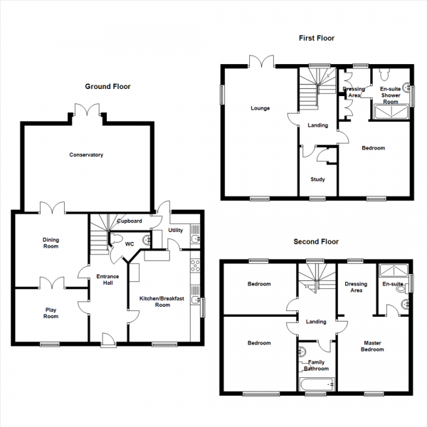 Floor Plan for 4 Bedroom Detached House for Sale in Coton Park Drive, Rugby, CV23, 0WN - Guide Price &pound365,000