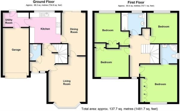 Floor Plan Image for 4 Bedroom Detached House for Sale in Brudenell Close, Cawston, Rugby