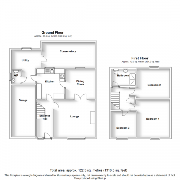 Floor Plan Image for 3 Bedroom Detached House for Sale in Whittle Close, Rugby