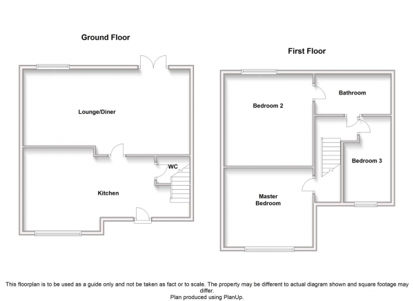 Floor Plan for 3 Bedroom Terraced House for Sale in Bluemels Drive, Wolston, Coventry, CV8, 3LN - Offers Over &pound185,000