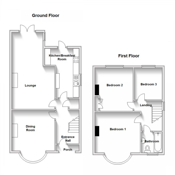 Floor Plan for 3 Bedroom Semi-Detached House for Sale in Hillfield Road, Bilton, Rugby, CV22, 7EW - Guide Price &pound250,000